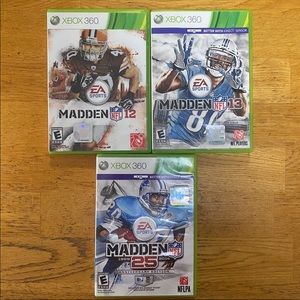 X-Box 360 NFL Madden Videogame Lot Of 3, 2012-2013-2014